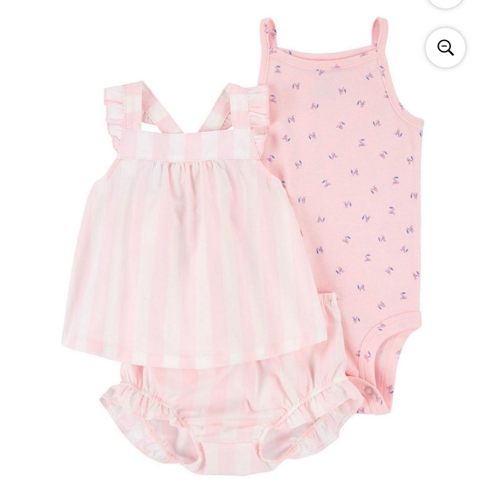 Carter's pink & white stripe Baby set cotton newborn